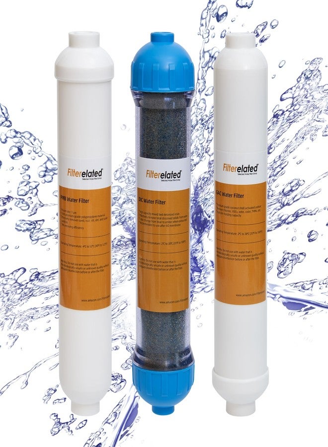 Filterelated 3-Stage RO/DI Filter Kit 3-Pack with Color-Changing DI Resin | PMB Sediment + GAC Carbon Replacement Filters | for Aquarium, Reef Tank, Hydroponics & Pure Water Systems - Image 1